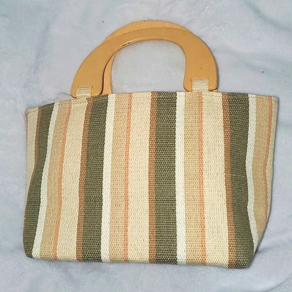 EUC Neiman Marcus Top Handle Striped Mini Tote Bag - Picture 9 of 10